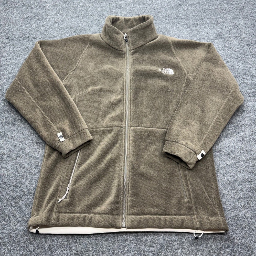 The North Face Womens XL Full Zip Fleece Jacket Olive Brown Mock Neck FL 670270